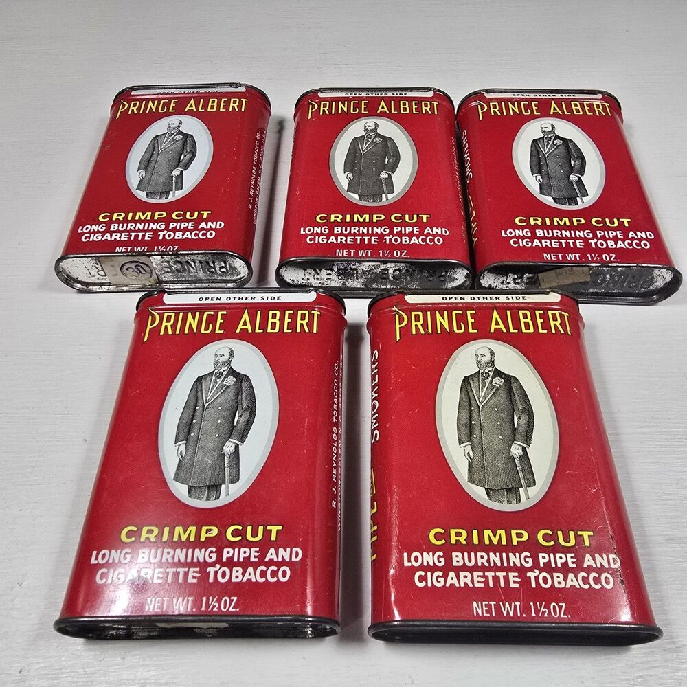 Vtg Prince Albert Crimp Cut Tobacco Tins Original Collectibles Lot of 5 Tins